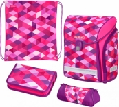 Ранец школьный с наполнением Herlitz Midi Plus Cubes Pink Кубики розовые, 50022083