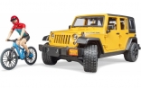 Джип Jeep Rubicon bruder  с фигуркой велосипедиста на спортивном байке